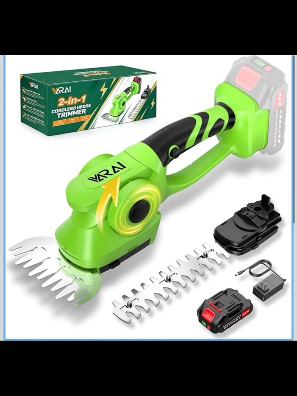 2-in-1 600W Cordless Hedge Trimmer 21V battery operated tripper
